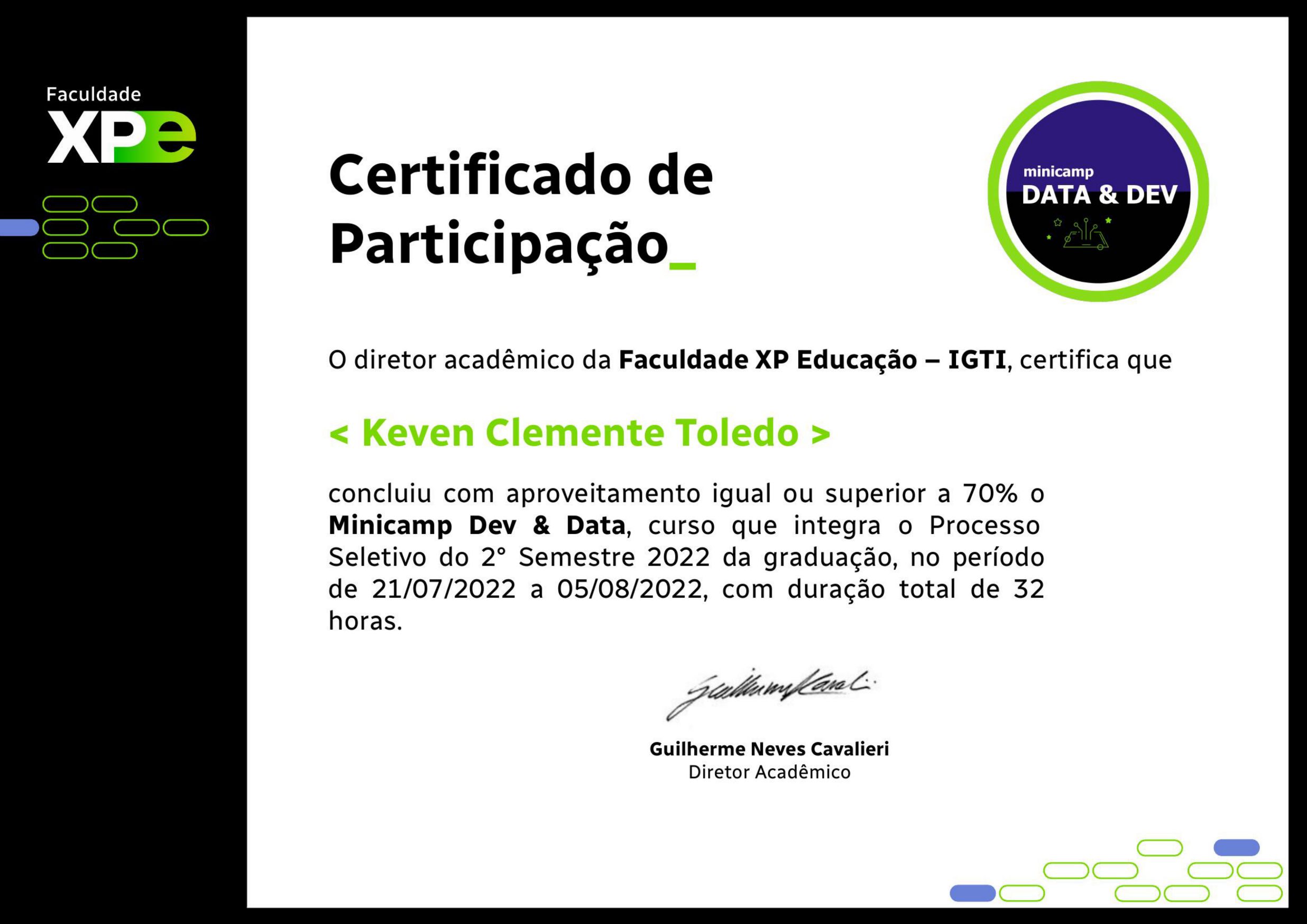 Certificado Bootcamp Dev & Data